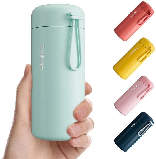 Mini Biberon 300ml – Biberon Termico Mini con Manico in Silicone, 100% Sicuro, Biberon Piccolo in Acciaio Inossidabile per Latte, Caffè... – Ideale per Borse e Viaggio (Menta)