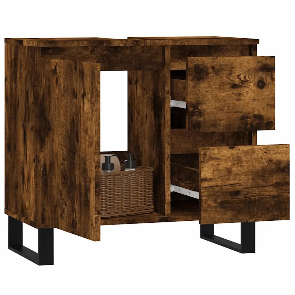 Armadietto Bagno | Armadio da bagno Rovere Fumo 65x33x60 cm in Legno Multistrato