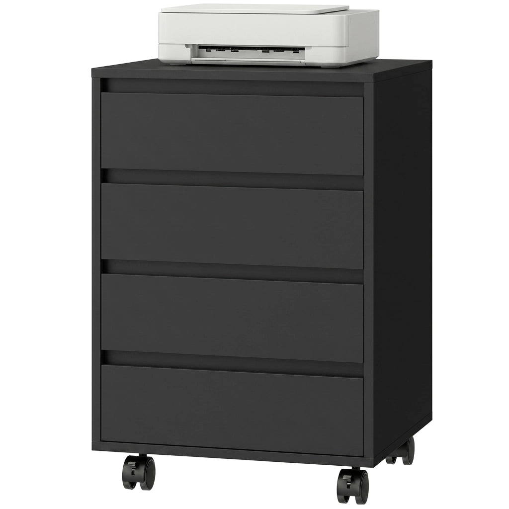 Scrivania con cassetti e ruote ¨C Minimal ¨C Legno, nero