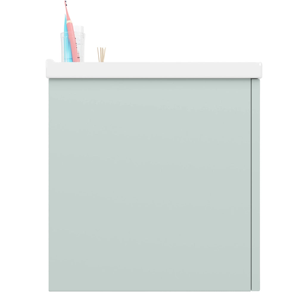 Mobile sottolavabo sospeso 78,5x46x46,8 cm verde in MDF con lavabo e 3 cassetti