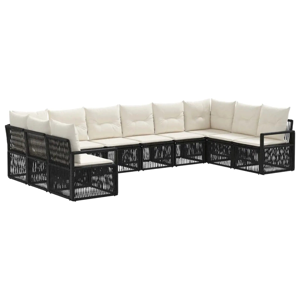 Set Divano da Giardino 10 pz Nero polyrattan 3435820