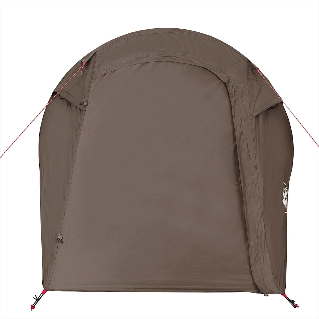 Tenda da Campeggio a Tunnel per 3 Persone-Tenda per Escursionismo Marrone Impermeabile