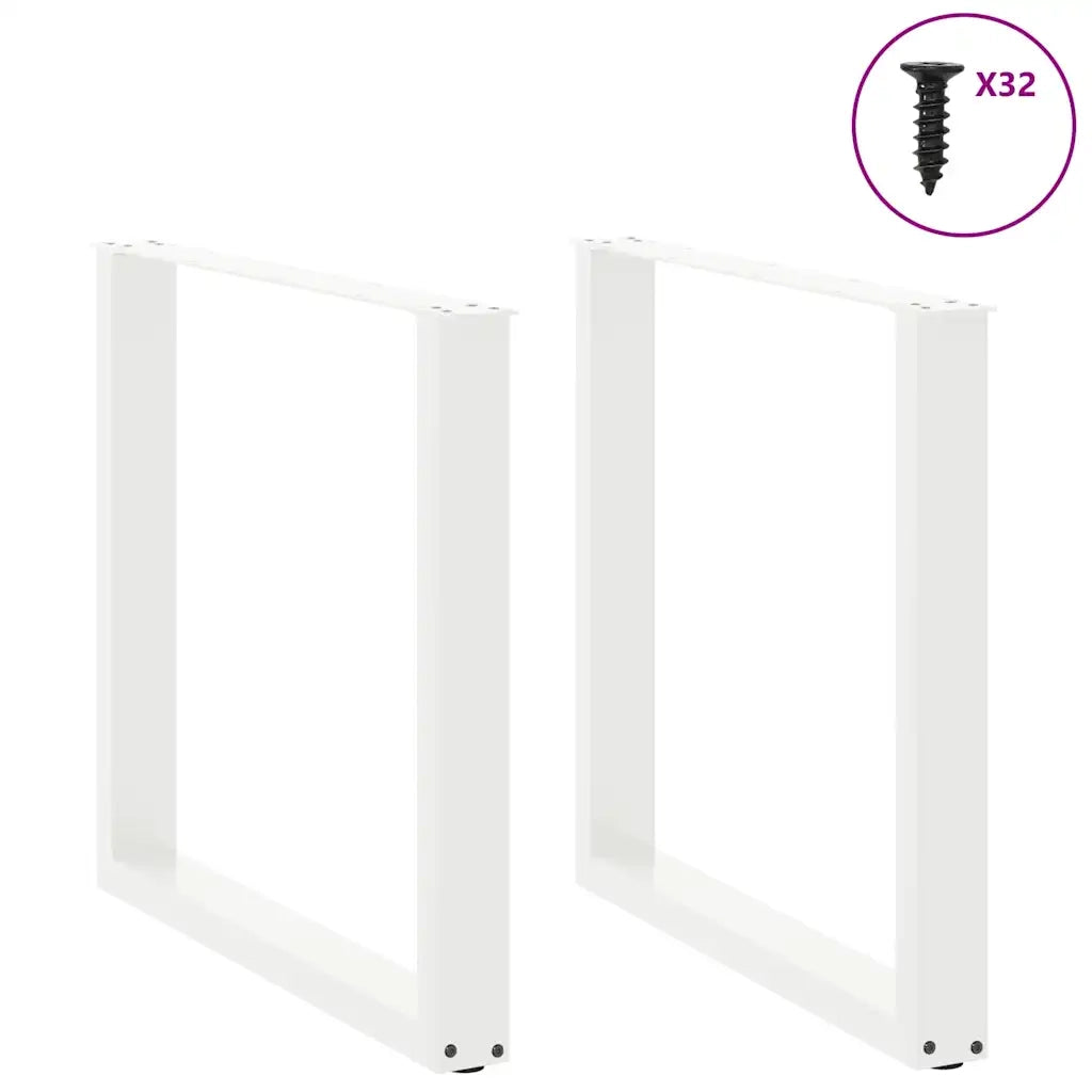 Gambe per tavolo da pranzo a forma di U 2 pz bianche 90x(72-73) cm in acciaio 4013193