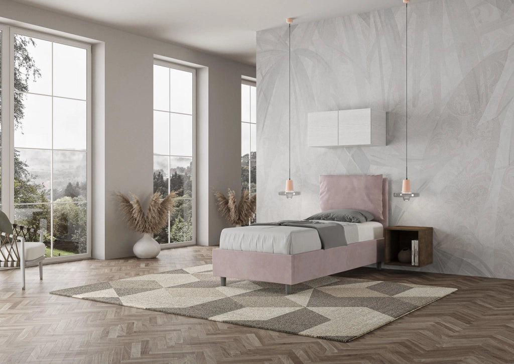 Letto Singolo 100x210 cm con Rete e Contenitore Antea Glicine