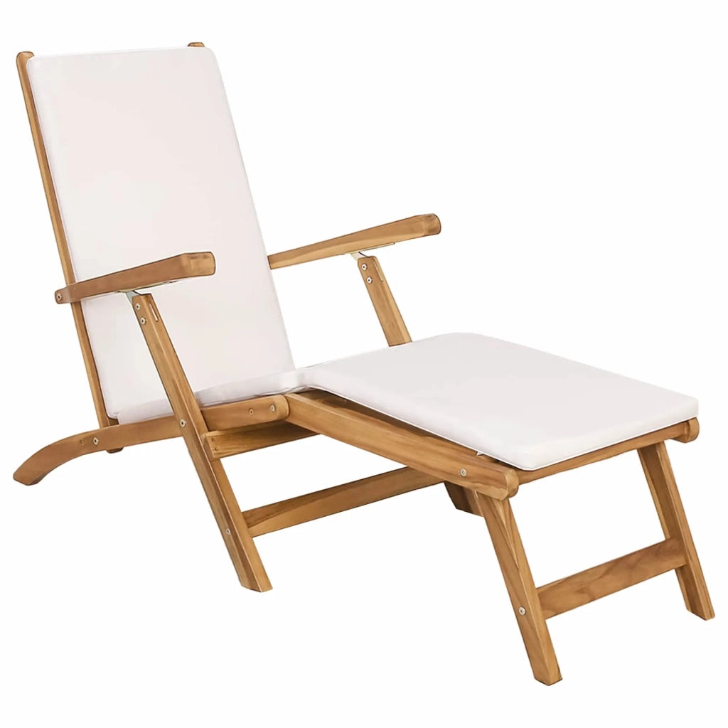 Sedia a sdraio pieghevole con cuscino Bianco 42030522