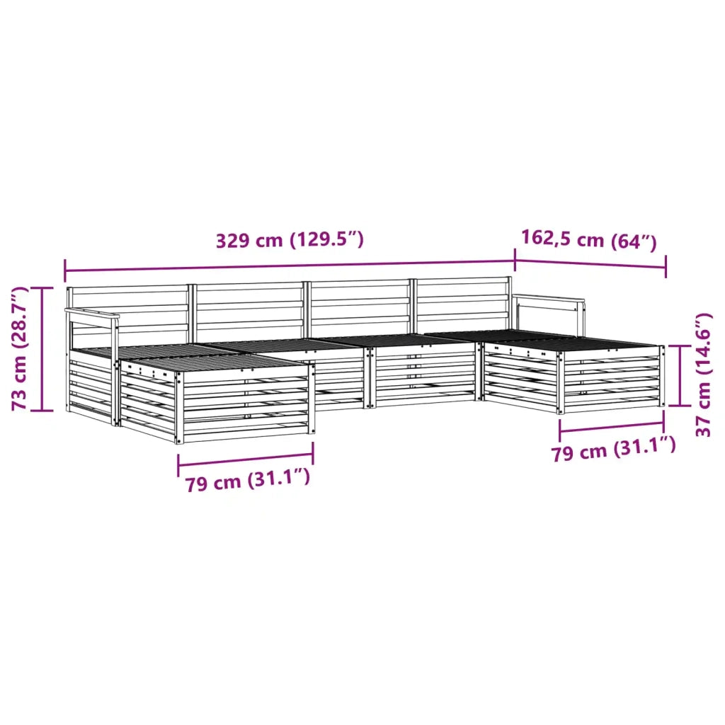 Set divani 6 pcs Naturale Legno di Acacia Massello 3373884