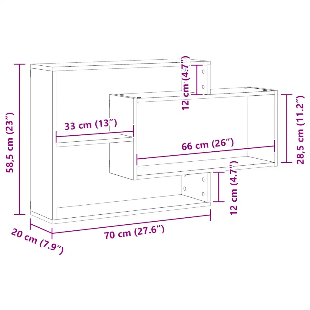 Scaffale a parete | Ripiano a parete | Mensola a parete Rovere Artigianale 104x20x58,5 cm Truciolato