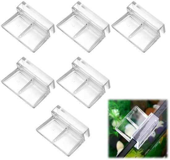 Clip di sostegno per vasche in vetro 6 pezzi - Clip per copertura vasca acquario - Otre per vetro - Supporto per bacini in vetro - Design compatto - Materiale di alta qualità - Clip per acquario