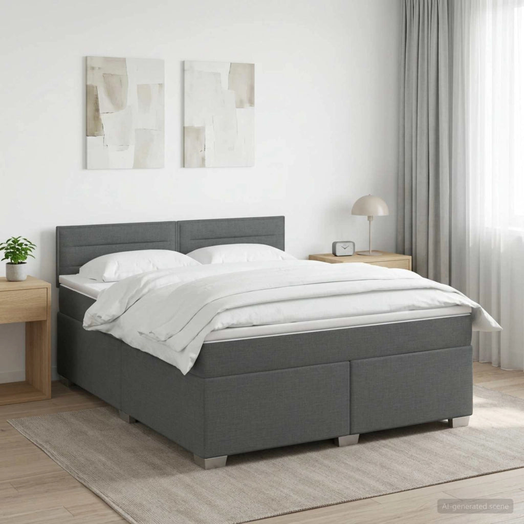 Letto con Box Spring, Materasso e LED Grigio Scuro 160 x 200 cm 3451974