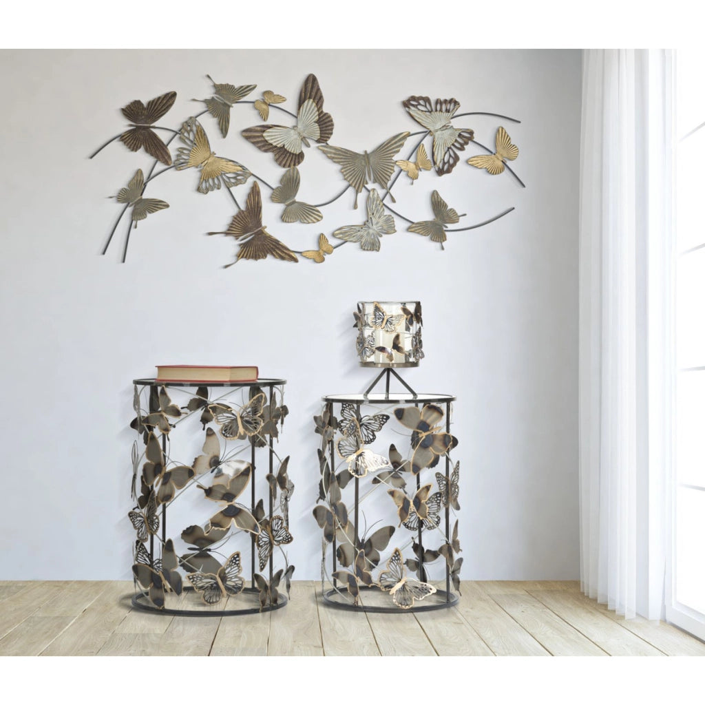 Set di Tavolini Farfalla 34, Multicolore, Metallo, 41,3x41,3x55 cm