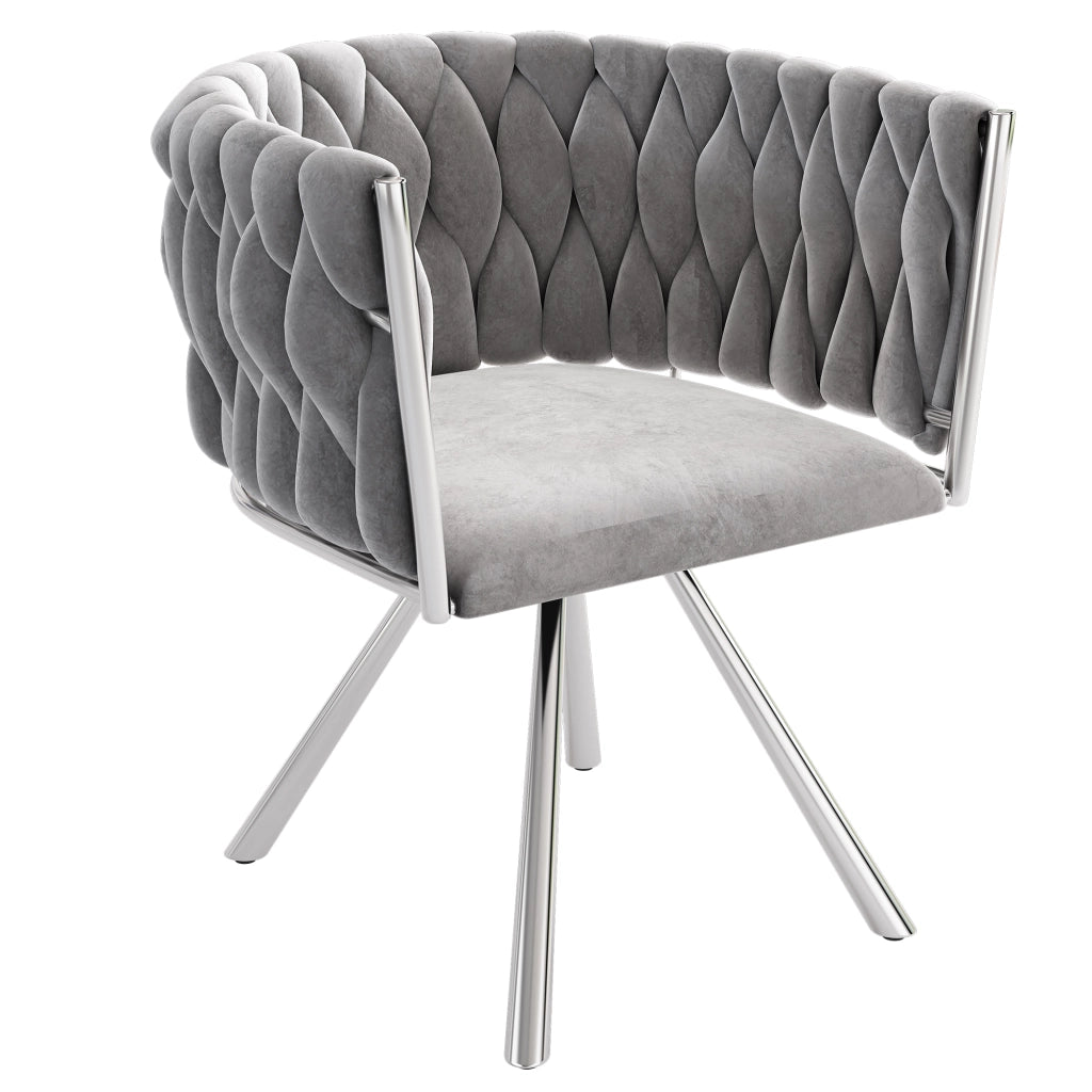 SEDIA girevole 360° in velluto grigio e argento Set da 2 pezzi