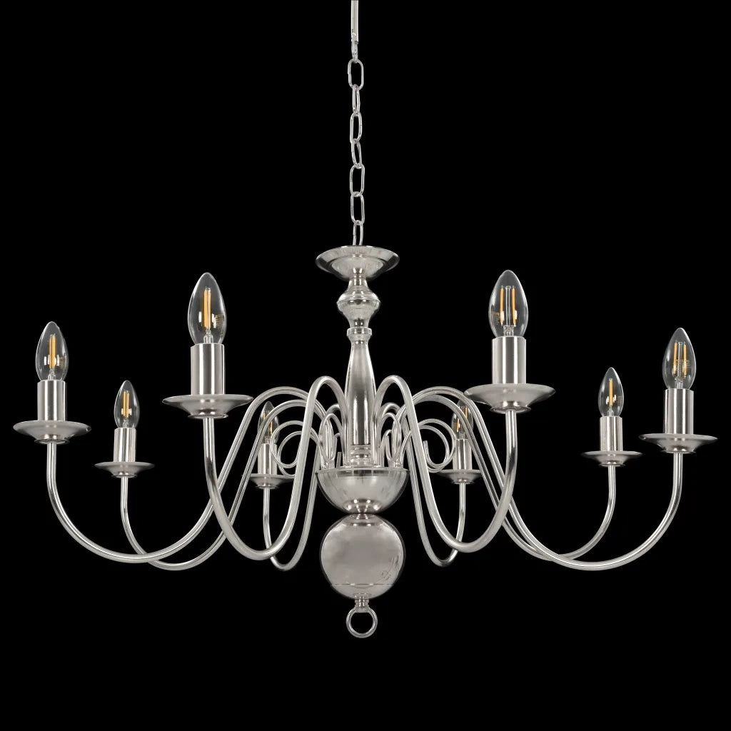 Lampadario Argento con 8 Lampadine E14 281618