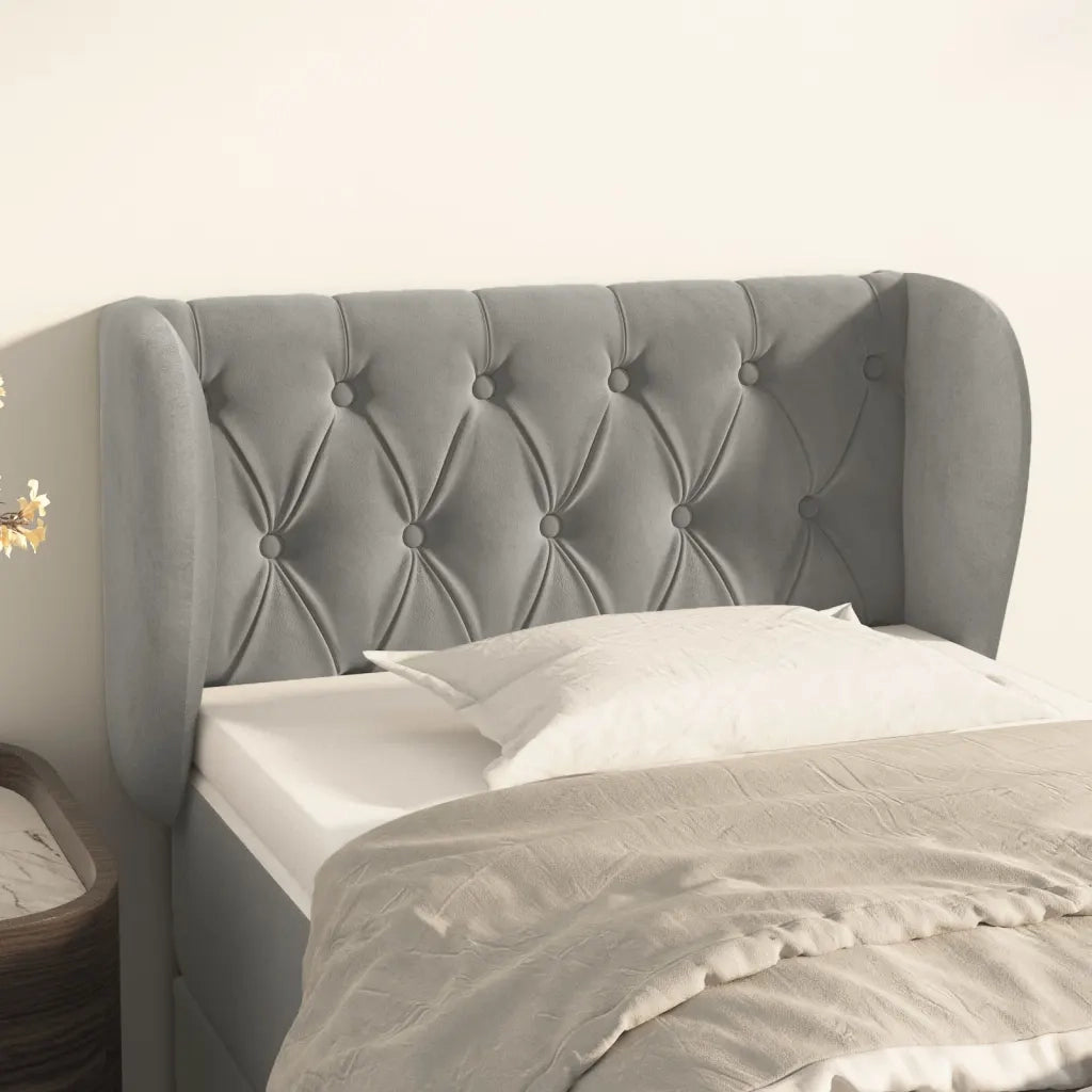 Testiera | Testata ad Orecchio Grigio Chiaro 83x23x78/88 cm in Velluto