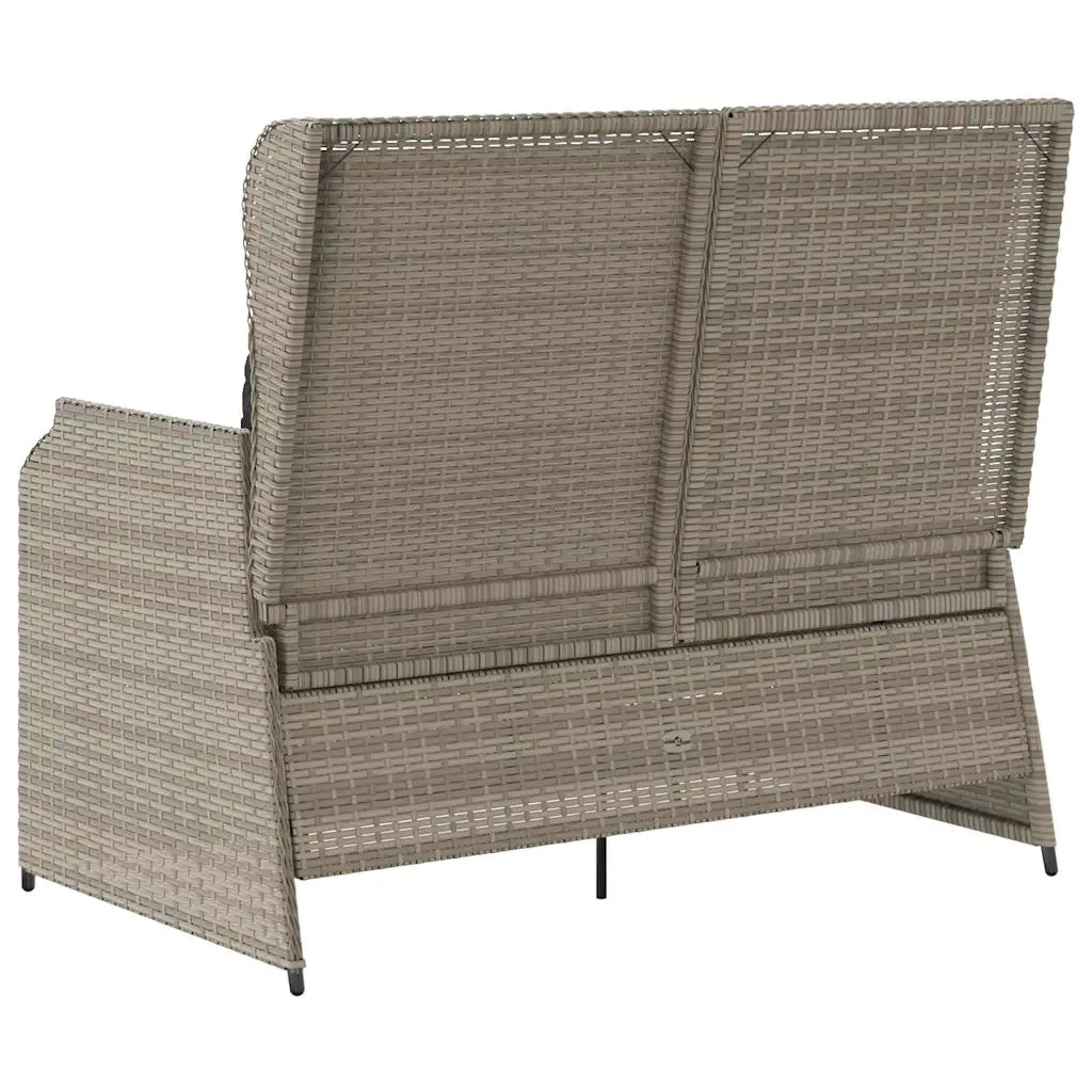 Panchina Reclinabile Giardino | Panca da Giardino con Cuscini Grigio Chiaro Polyrattan