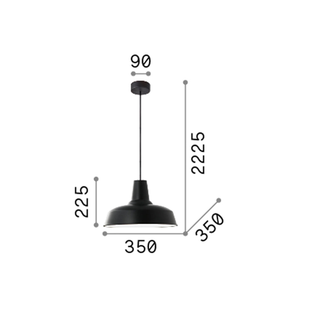 Sospensione Industrial-Minimal Moby Metallo Nero 1 Luce E27