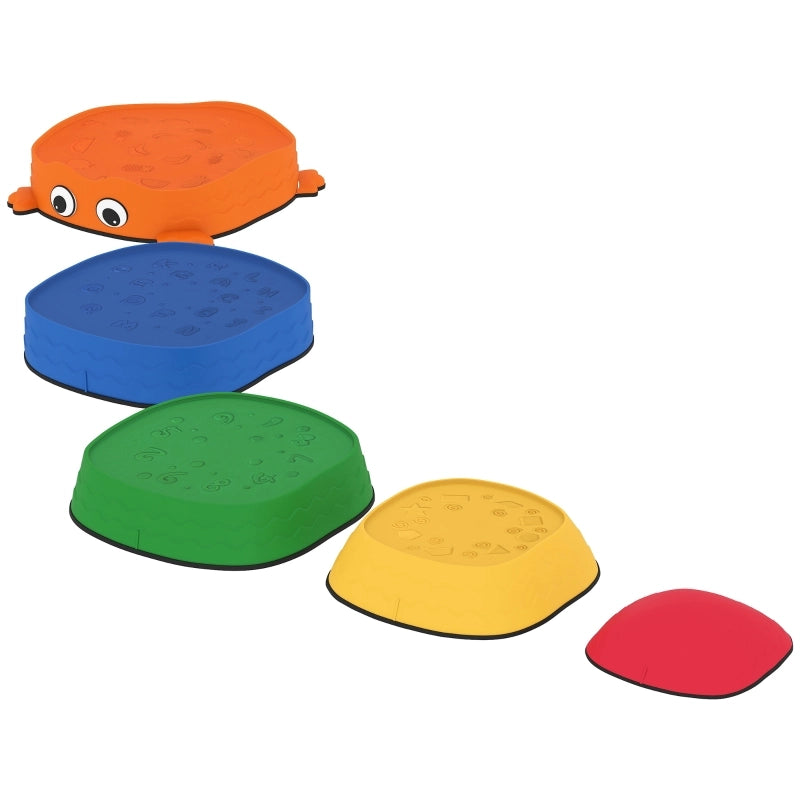 Set di 5 pietre impilabili per l'equilibrio, a forma di rana, in plastica, colori assortiti.
