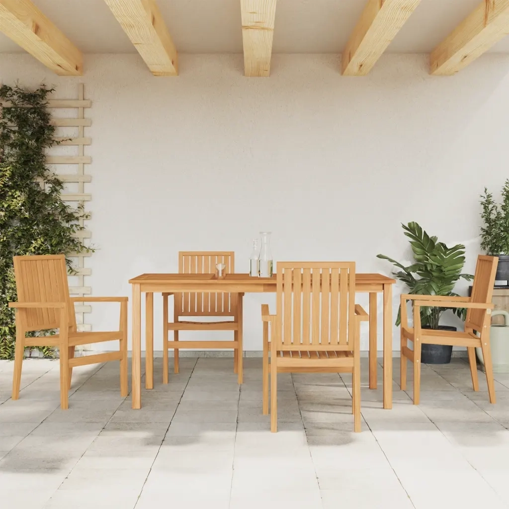 Set da Pranzo per Giardino 5 pz in Legno Massello di Teak 3157917