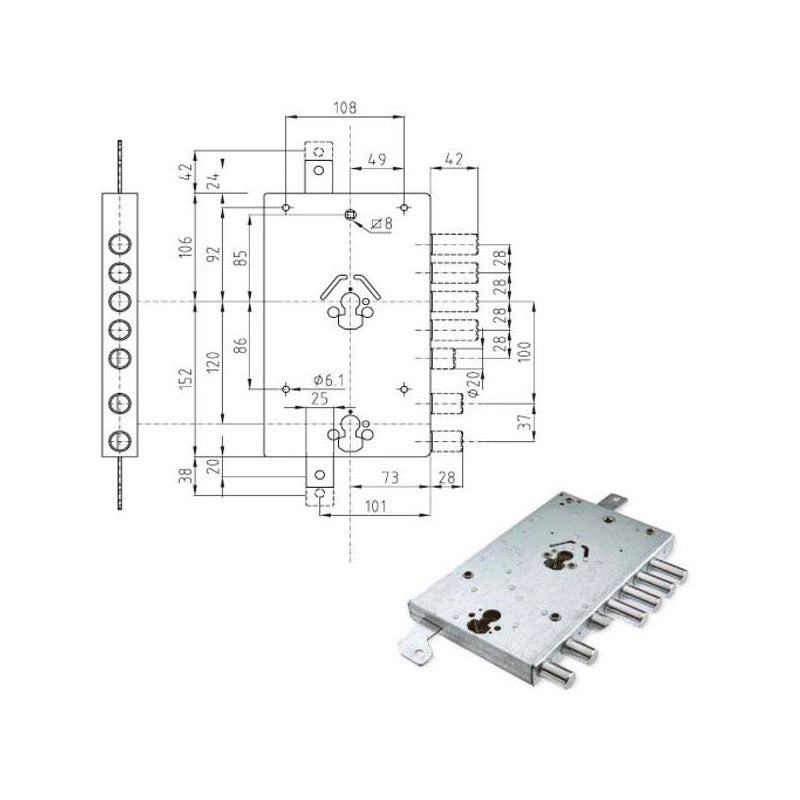 Serratura Sic.Triplice Dx Cilindro E73 Ne46-7 Atra