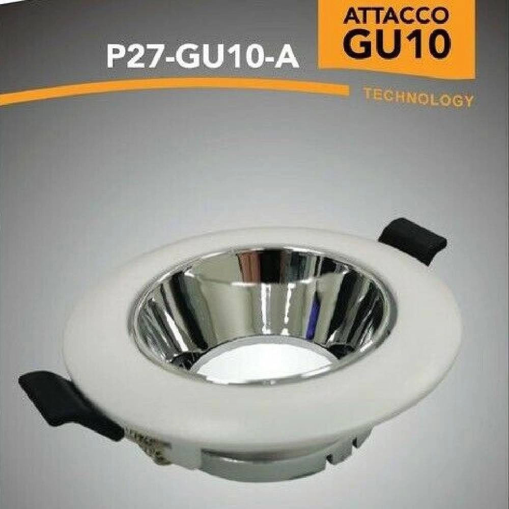 Trade Shop - Porta Faretto Ad Incasso Orientabile Gu10 Bianco E Argento P27-gu10-a -