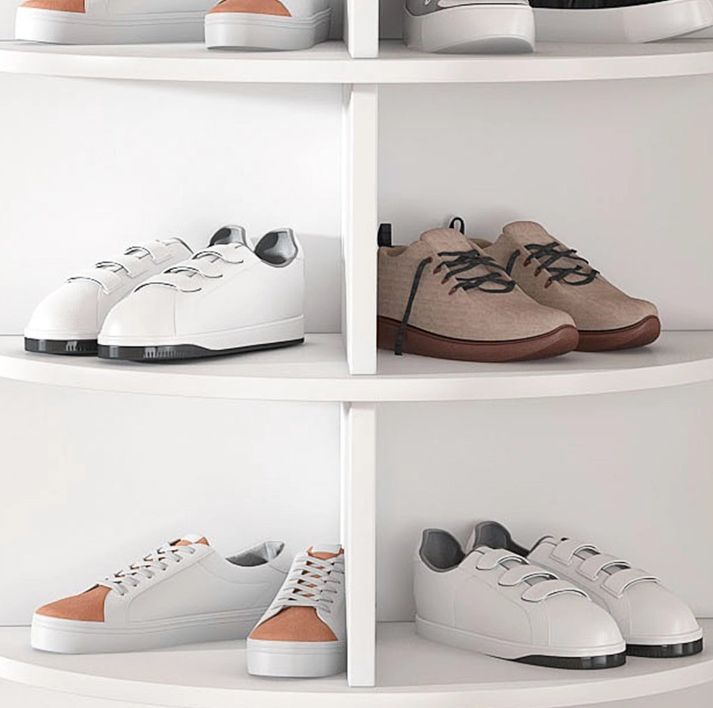 Scarpiera girevole a 7 livelli 360° per fino a 28 paia di scarpe in PVC bianco HOMVRA