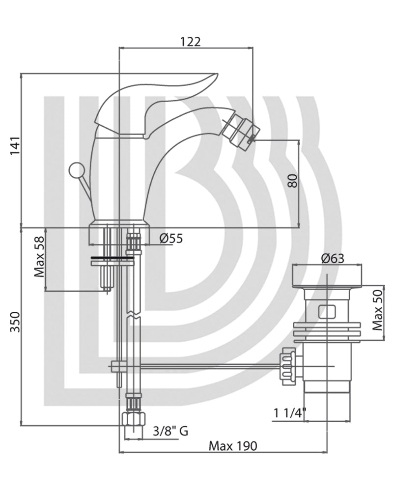 Miscelatore bagno monocomando bidet, cromo Bianchi Retrò