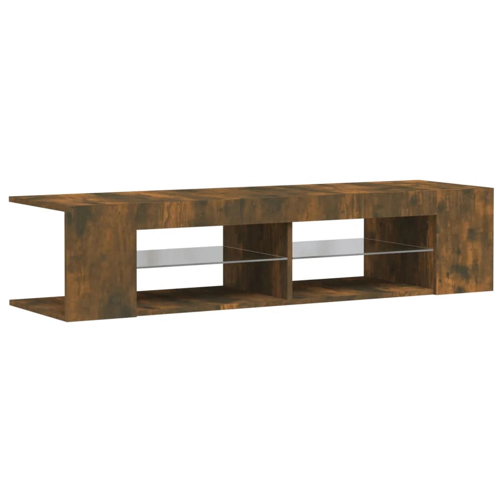 Mobile TV multimediale scaffale TV credenza mobile TV per sala da pranzo soggiorno camera da letto con luci a LED rovere affumicato 135 x 39 x 30 cm marrone 02_0026719