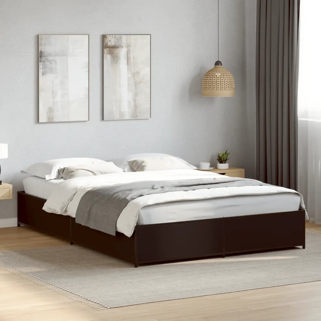 Giroletto-Struttura Letto Nero 135x190 cm in Legno Multistrato e Metallo 862011