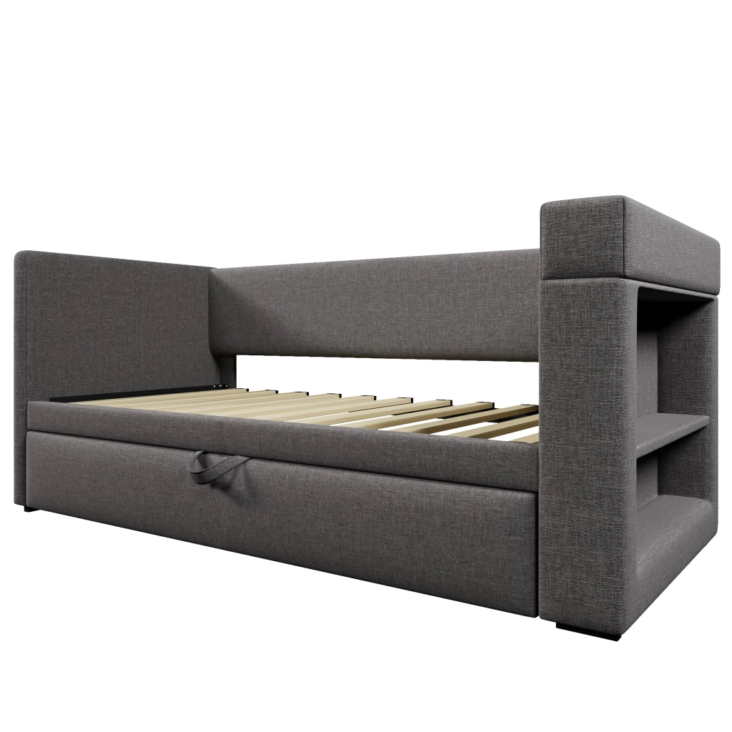 Divano letto singolo 90x190 cm grigio con letto estraibile