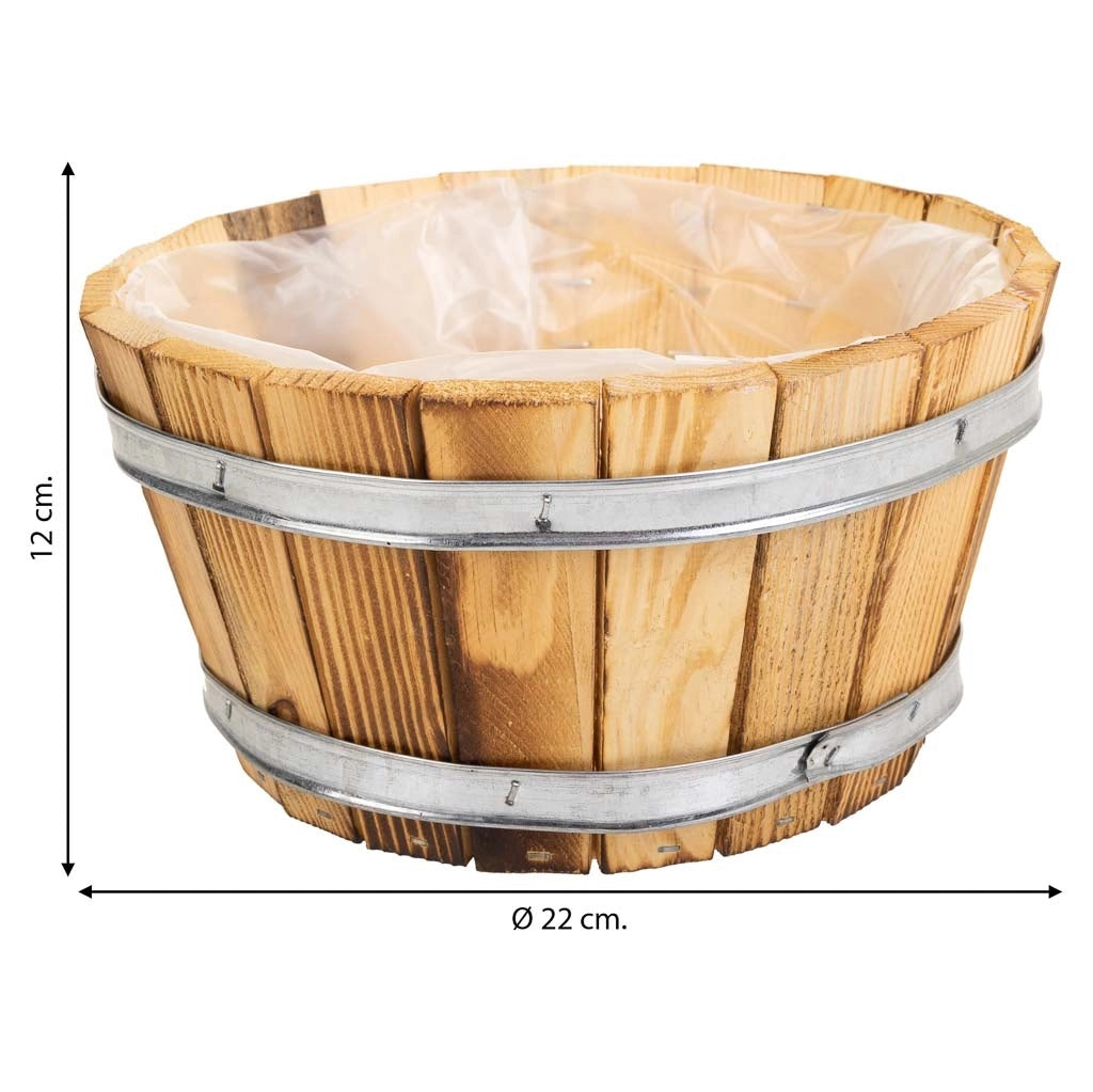 Cesto in legno e corda marrone d22x12h