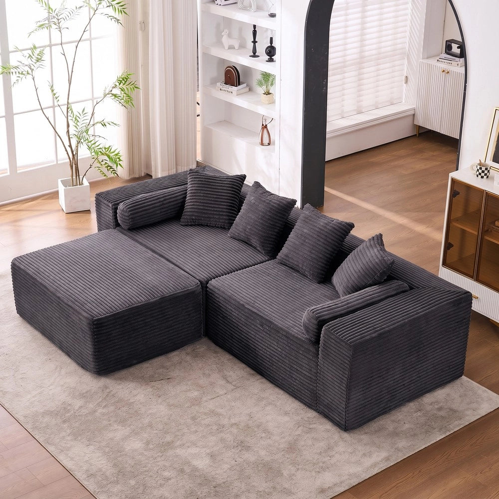 Divano angolare 3 posti ¨C Minimal ¨C Nero tessuto chenille