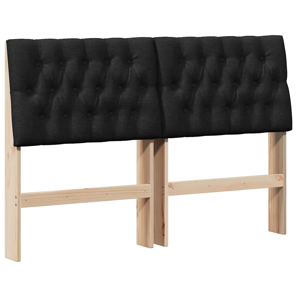 Testiera imbottita-Testiera con Cuscini-Testata Nero 150 cm Pino massello 652699
