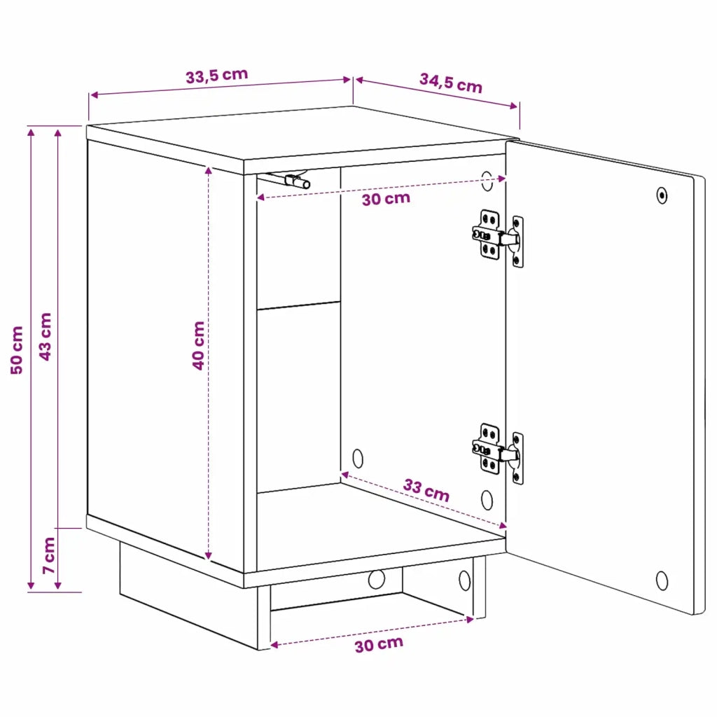 Comodino Nero 33,5 x 34,5 x 50 cm Legno ingegnerizzato 8011407