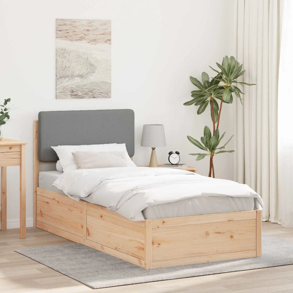 Letto con Testiera Rivestita Grigio chiaro 75 x 190 cm