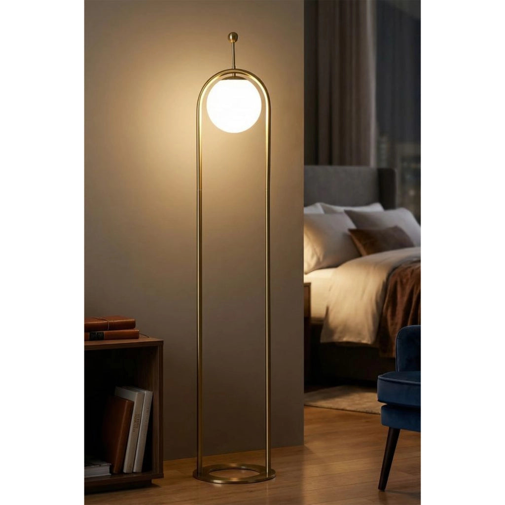 Lampada da Terra VKH206, Bianco, Metallo, 28x28x168 cm