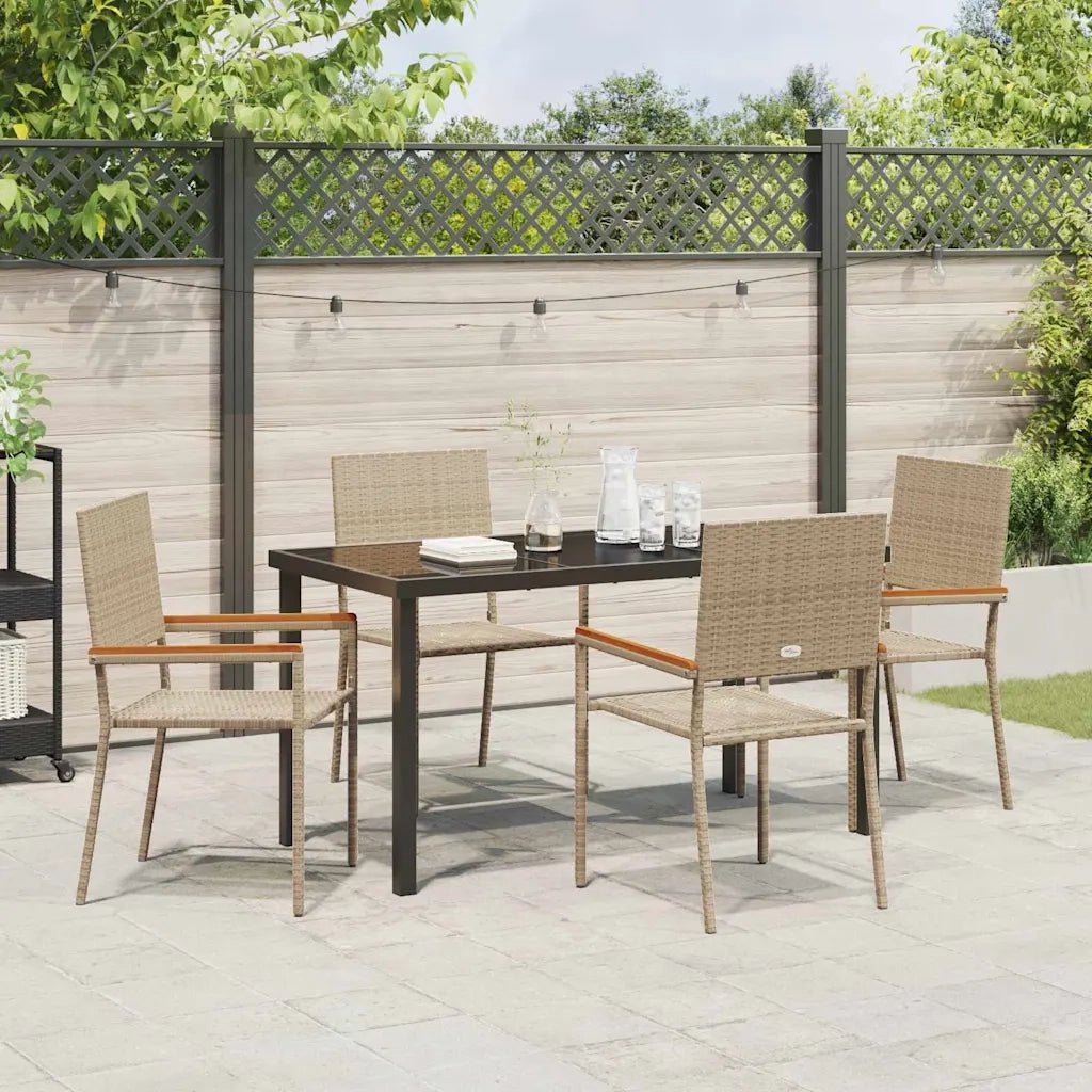 Set da Pranzo per Giardino con cuscino 5 pcs Beige polyrattan 3379718