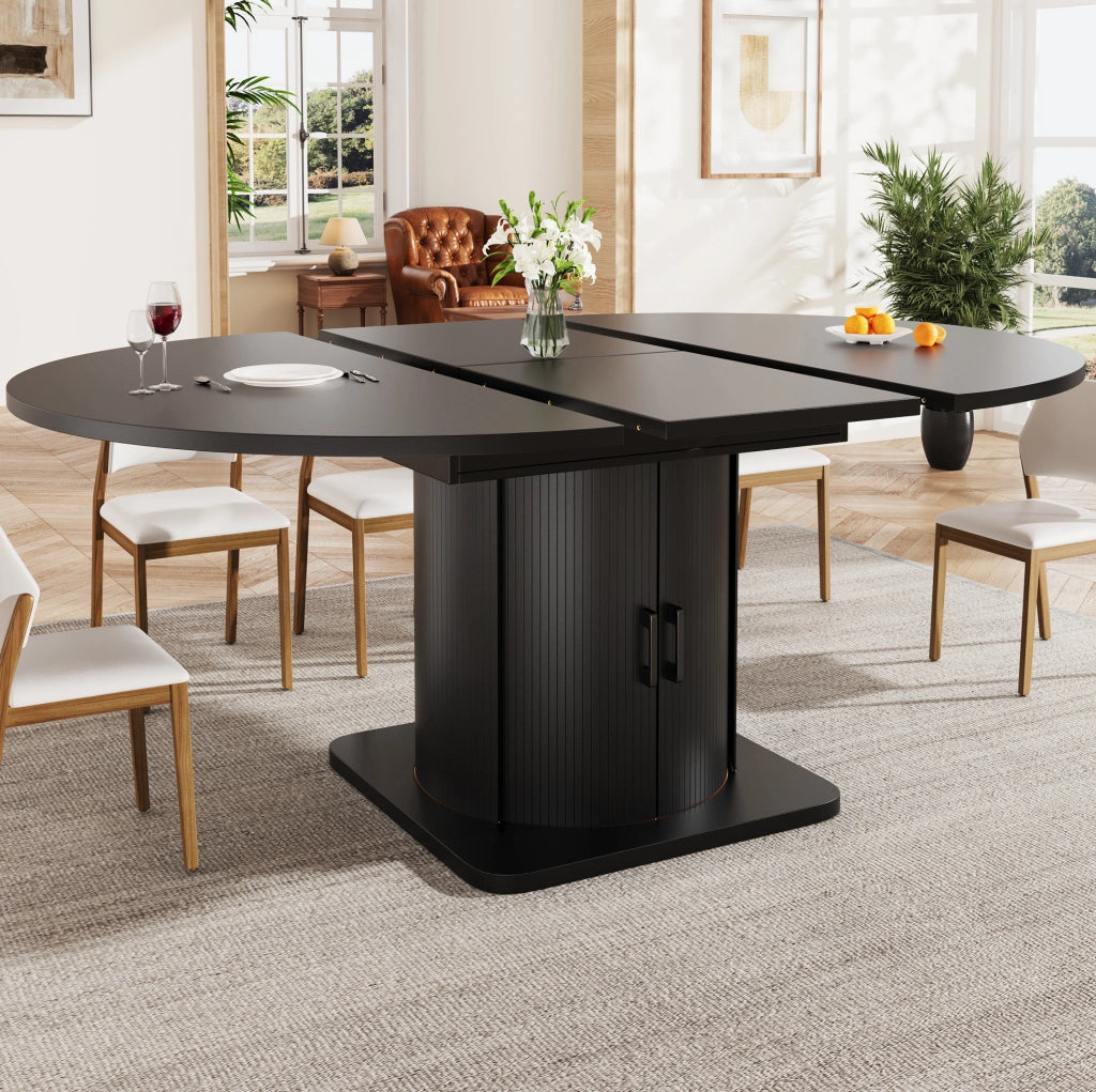 Tavolo allungabile 118-158x118x76 cm con 4 modalità; MDF nero