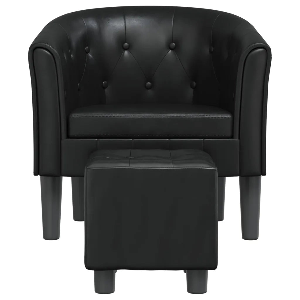 Poltrona Cabriolet e Poggiapiedi Nera Similpelle 356463