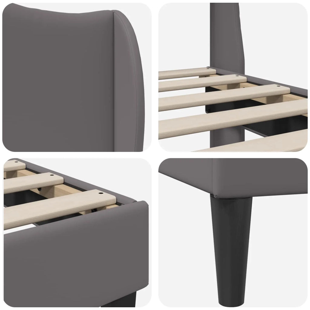 Struttura del letto con testiera-Giroletto Grigio 90 x 190 cm Similpelle 799347