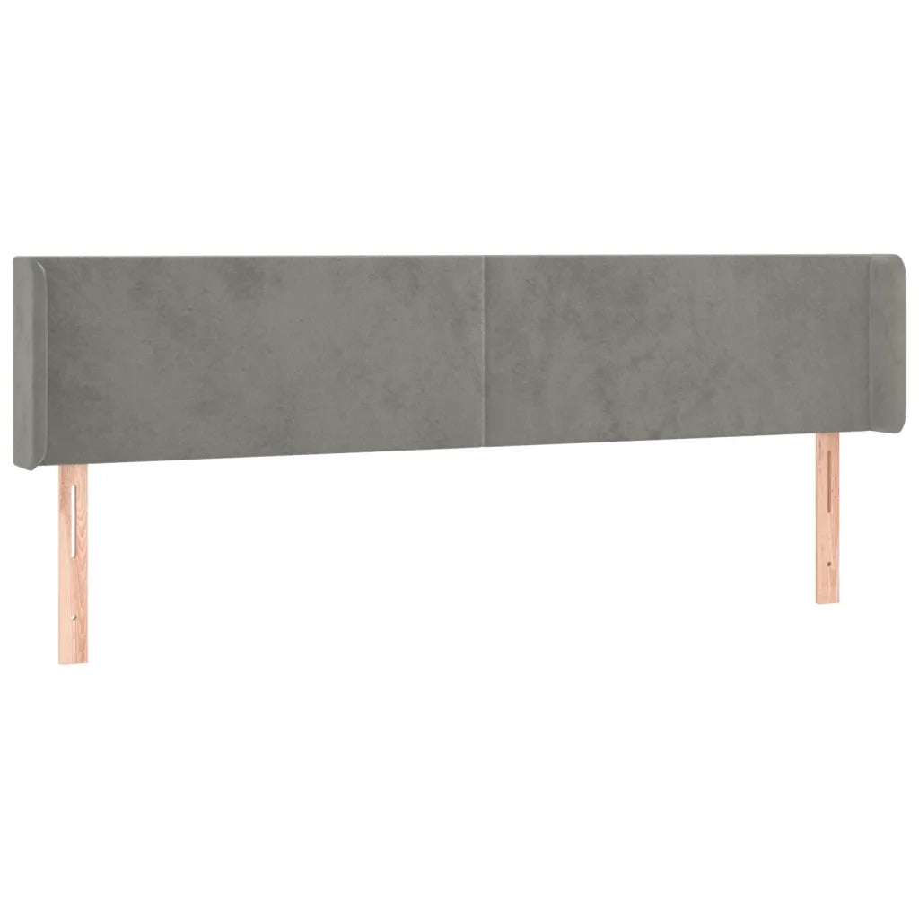 Testiera | Testata ad Orecchio Grigio Chiaro 163x16x78/88 cm in Velluto