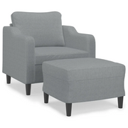 Poltrona | Sedia Relax con Poggiapiedi Grigio Chiaro 60 cm in Tessuto