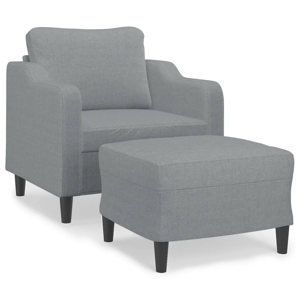 Poltrona | Sedia Relax con Poggiapiedi Grigio Chiaro 60 cm in Tessuto
