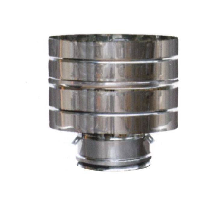 MARAL TERMINALE PARAVENTO INOX 10-15 DP DOPPIA PARETE AISI 316L-V2 INTERNO AISI 304 ESTERNO LUCIDO ISOLAMENTO LANA DI ROCCIA 25 MM PROTEZIONE ANTIVENTO colore Acciaio