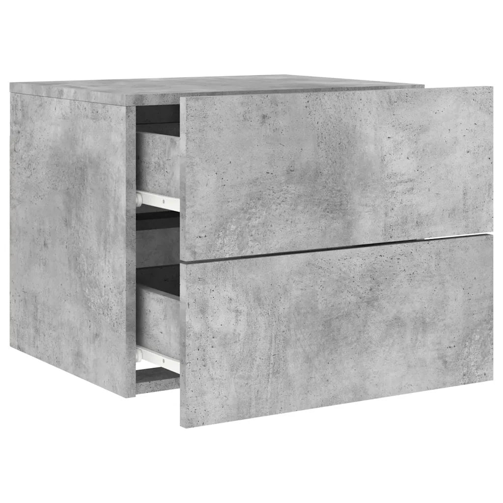 Comodino a Parete con Luci LED Grigio Cemento 836818
