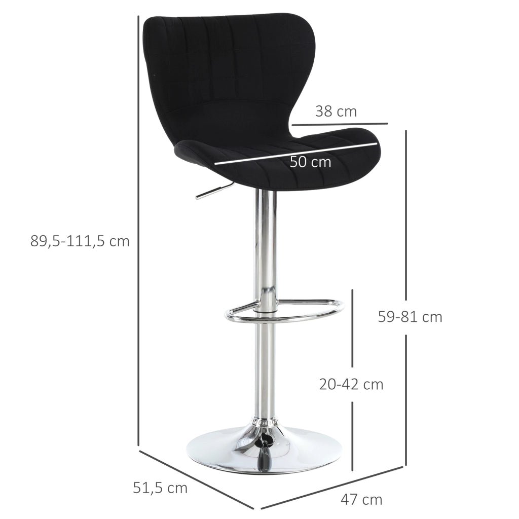 Sgabelli da Bar Design Moderno Regolabili Girevoli 360¡ã ¨C Minimal ¨C 2 Pezzi, Nero