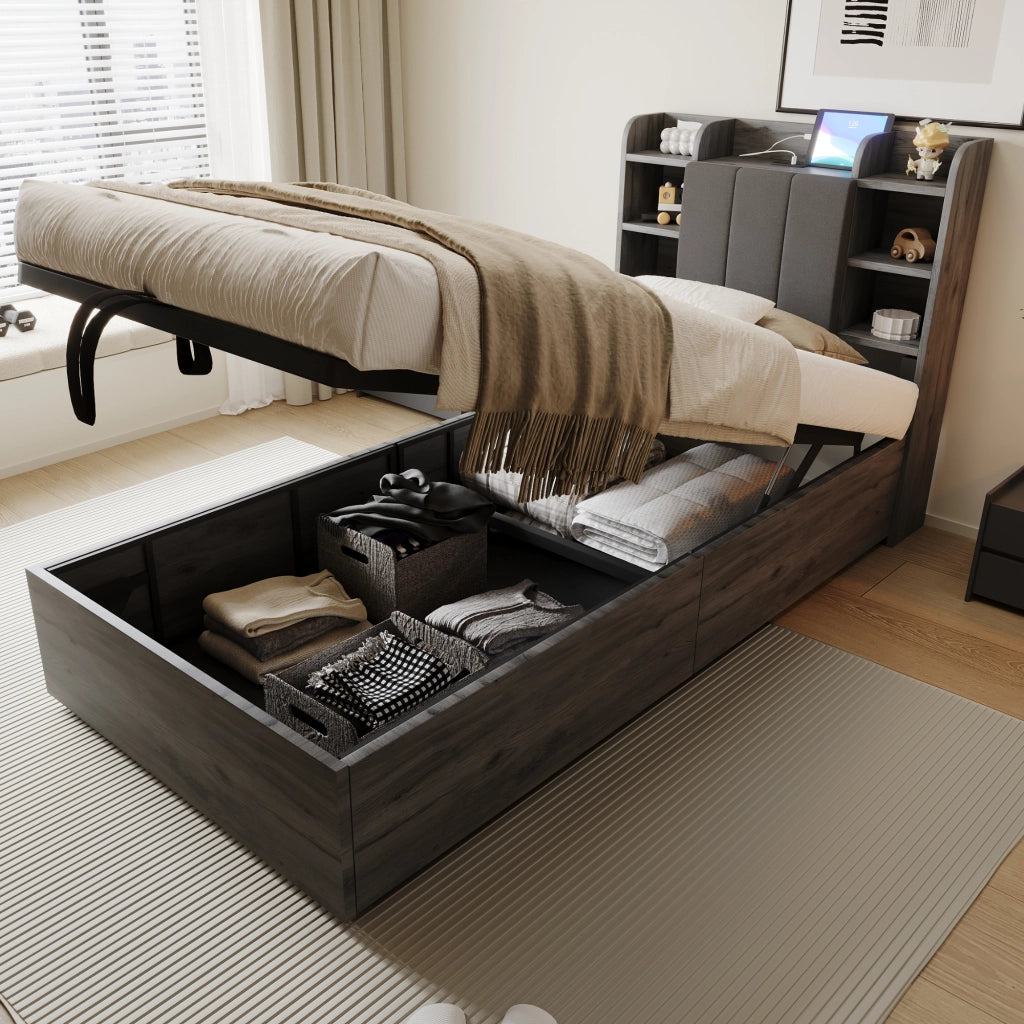 letto in mdf grigio 90 x 200 cm