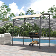 Pavillon per barbecue con 10 ganci telaio in metallo e poliestere beige per cucina outdoor 215 × 150 × 220 cm