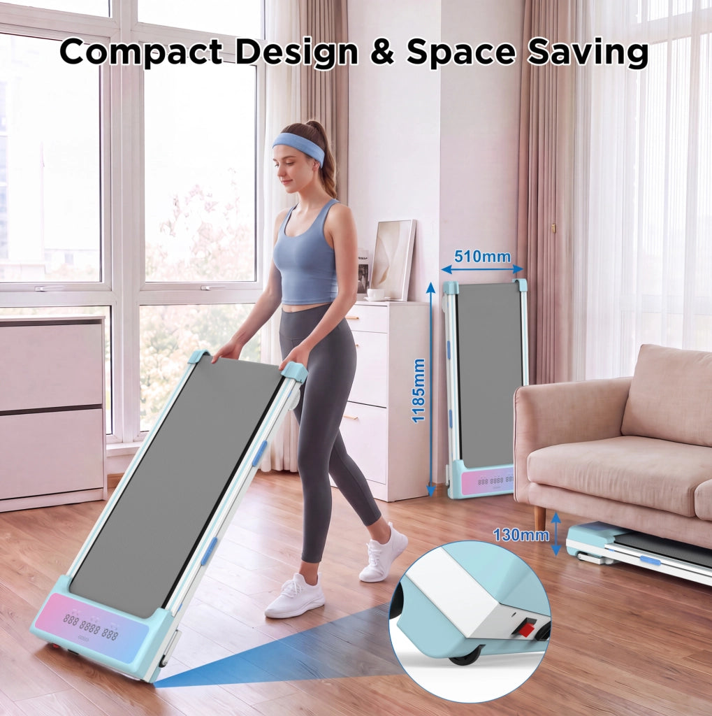Tapis roulant 118,5x51x13 cm in ferro e plastica blu, inclinazione automatica