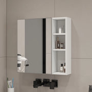 Armadietto a specchio da parete in MDF bianco con anta in vetro e ripiani interni