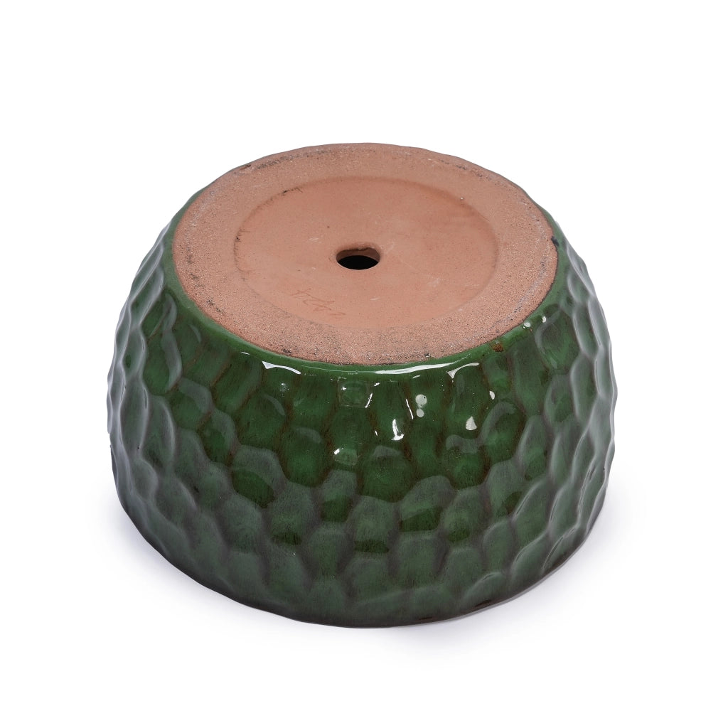 Vaso da fiori in ceramica verde antico lucido con foro di drenaggio resistente al gelo per interni ed esterni