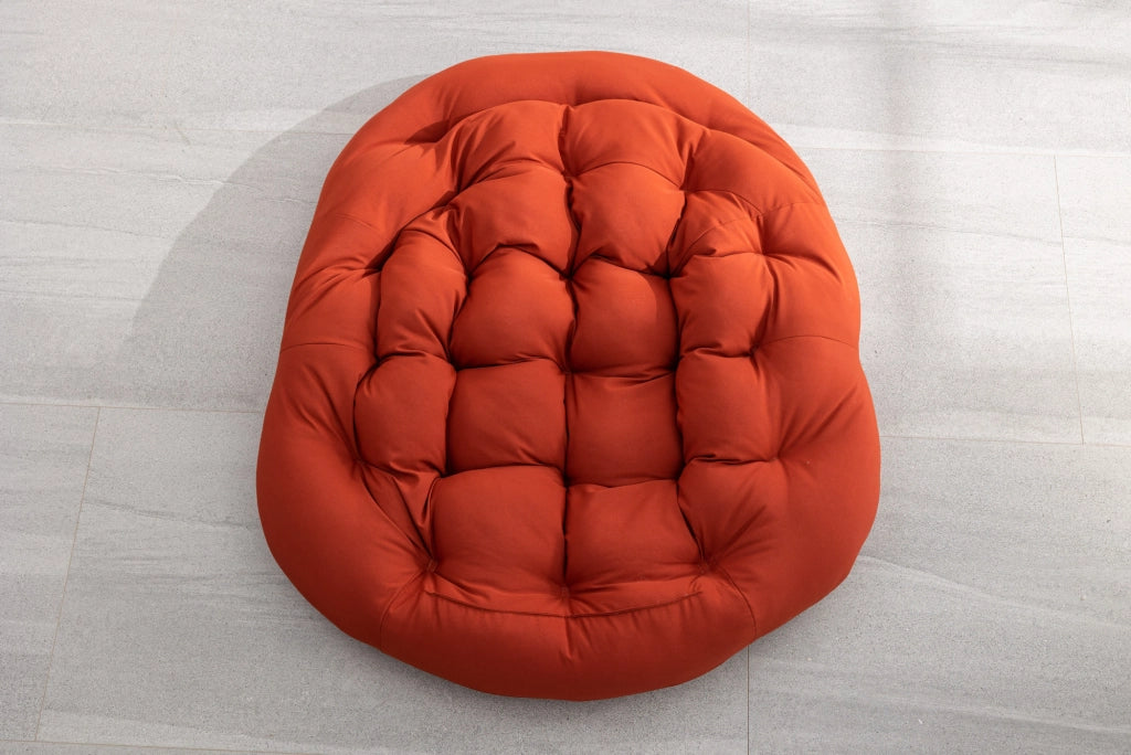 Poltrona a Dondolo in Rattan Sintetico con Cuscino Imbottito, Arancione, 78x106x90 cm, per Patio e Giardino